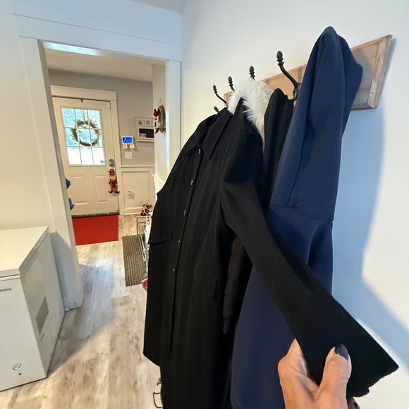 London Fog Black Wool Lined Long Coat - Picture 3 of 6